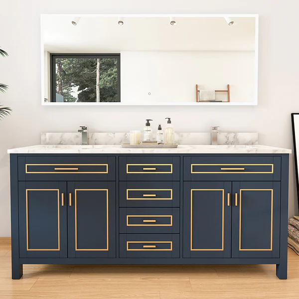 Venice 72-inch Double Sink Vanity in Blue with Custom Quartz Top, VV272B-CQTSQ , Retail: $2,099.95, FINAL PRICE: $1,299.99+ TAX
