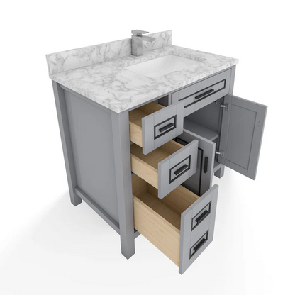 Venice 36-inch Vanity in Gray with Carrara White Marble Top, VV236G-TV236S, Retail: $1,399.95, CLEARANCE PRICE: $599.99 + TAX