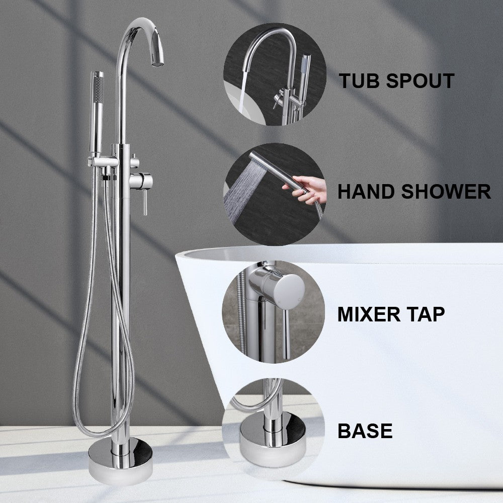 Woodbridge Freestanding Tub Faucet Bathtub in Chrome with Hand Shower