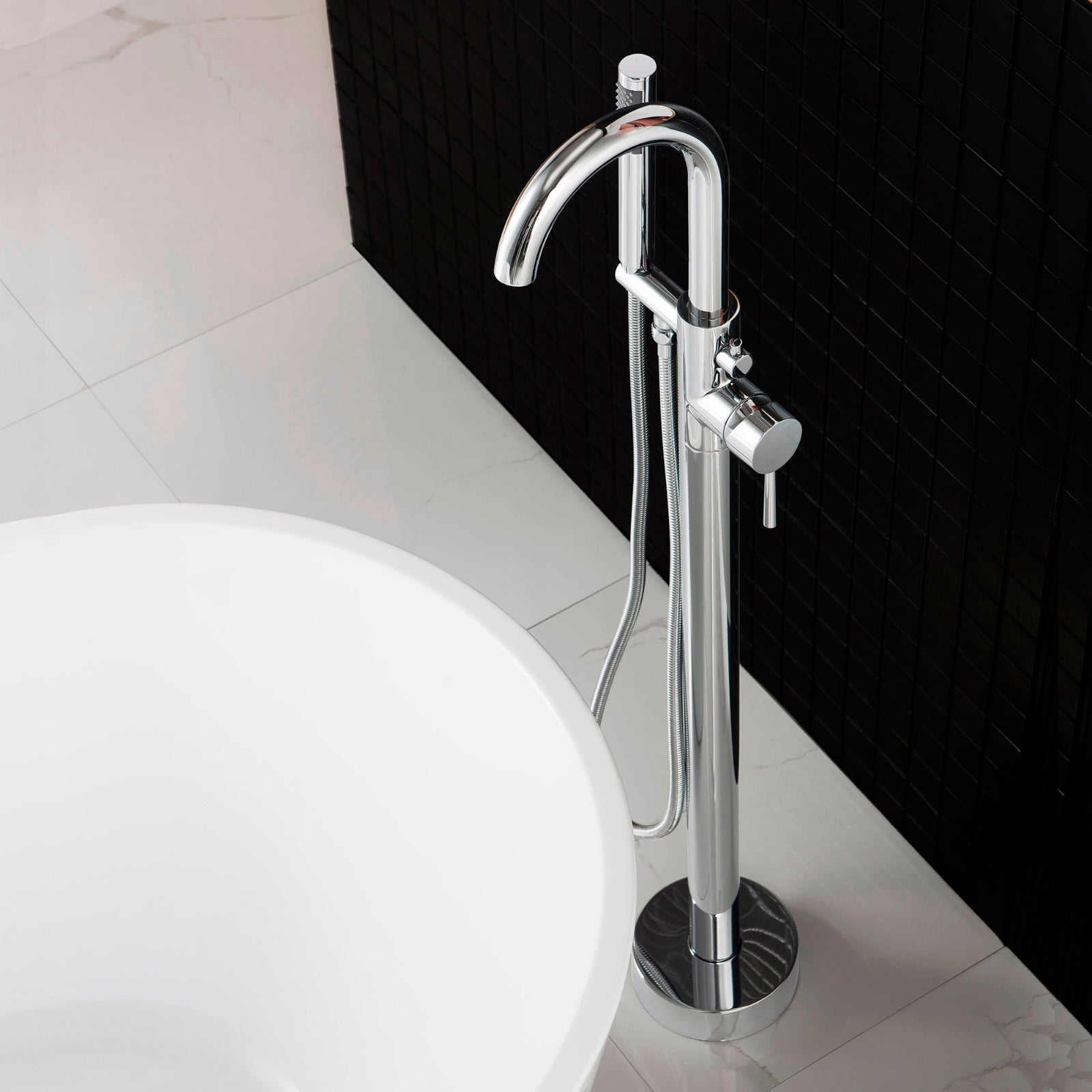 Woodbridge Freestanding Tub Faucet Bathtub in Chrome with Hand Shower