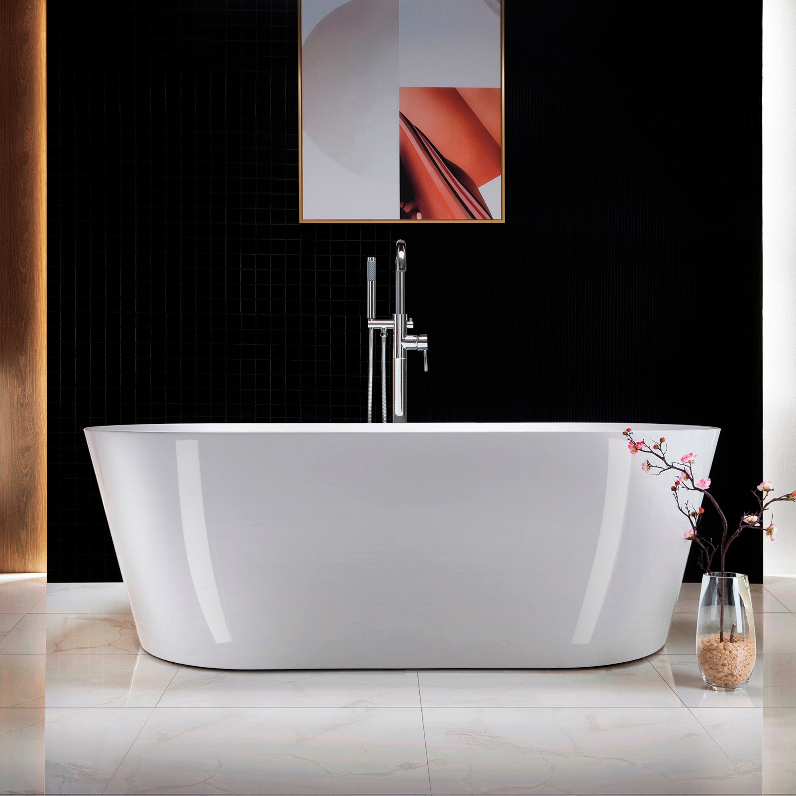 Woodbridge Freestanding Tub Faucet Bathtub in Chrome with Hand Shower