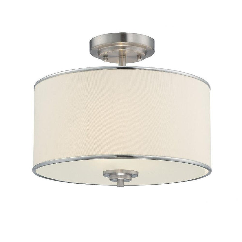 GROVE 2 Light SEMI-FLUSH DRUM, 6-1501-2-SN, RETAIL: $182.00, WHOLESALE: $91.00, Loc: C-5, Final: $55.00, Clearance!