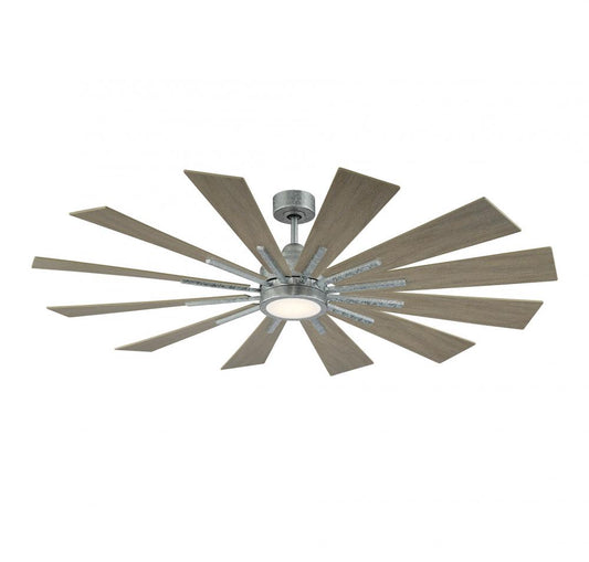 60-760-12WO-168 Farmhouse 60-IN Ceiling Fan in Galvanized w/Remote,  MSRP: $830.00, CLEARANCE DISCOUNT! LOC: Rug-4