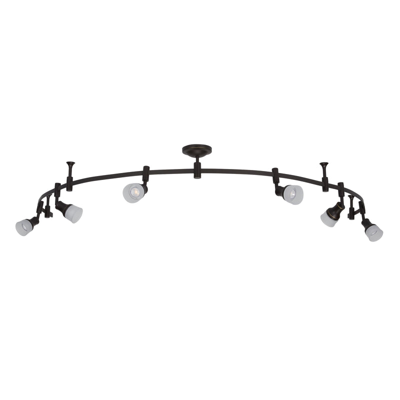 allen + roth Sloan 99.48-in 6 -Light Bronze dimmable Integrated Traditional Flexible Track Lighting Kit with Round Frosted Pivoting Heads