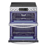 LG 30-in Glass Top 5 burners 4.3-cu ft / 3-cu ft Air Fry Convection Oven Freestanding Double Oven Electric Range ( Stainless Steel )