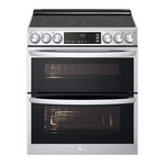 LG 30-in Glass Top 5 burners 4.3-cu ft / 3-cu ft Air Fry Convection Oven Freestanding Double Oven Electric Range ( Stainless Steel )