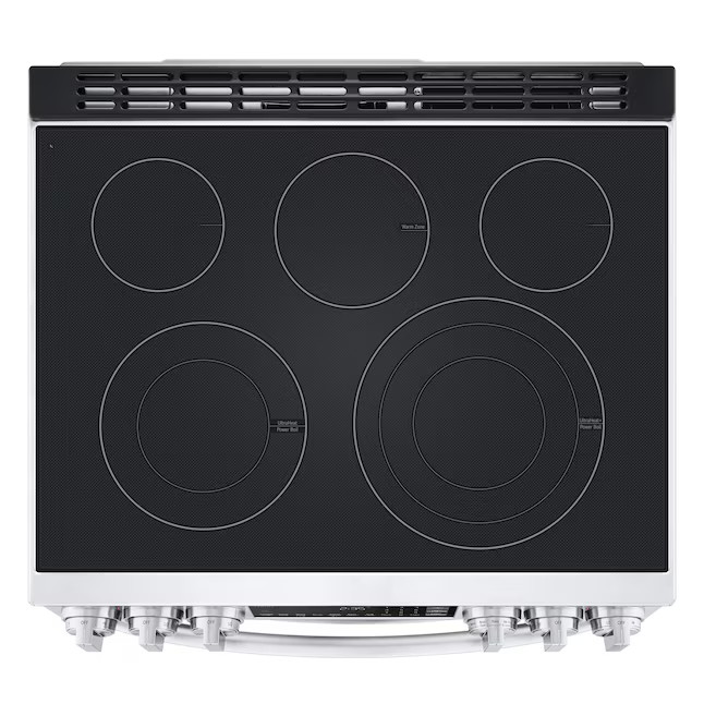 LG 30-in Glass Top 5 burners 4.3-cu ft / 3-cu ft Air Fry Convection Oven Freestanding Double Oven Electric Range ( Stainless Steel )