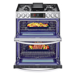 LG 30-in 5 burners 2.6-cu ft / 4.3-cu ft Air Fry Convection Oven Freestanding Double Oven Gas Range (PrintProof Stainless Steel), LTGL6937F/00 *JR2508, Retail: $3,799.00, FINAL PRICE: $1,799.99 + TAX