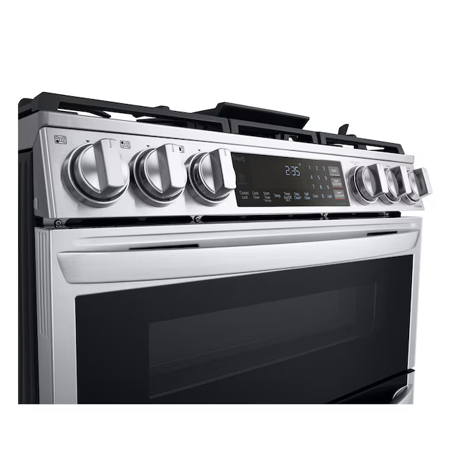 LG 30-in 5 burners 2.6-cu ft / 4.3-cu ft Air Fry Convection Oven Freestanding Double Oven Gas Range (PrintProof Stainless Steel), LTGL6937F/00 *JR2508, Retail: $3,799.00, FINAL PRICE: $1,799.99 + TAX