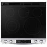 Samsung 30-in Glass Top 5 Burners 6.3-cu ft Self-Cleaning Air Fry Slide-in Smart Electric Range (White Glass)