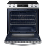 Samsung 30-in Glass Top 5 Burners 6.3-cu ft Self-Cleaning Air Fry Slide-in Smart Electric Range (White Glass)