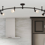 allen + roth Sloan 99.48-in 6 -Light Bronze dimmable Integrated Traditional Flexible Track Lighting Kit with Round Frosted Pivoting Heads