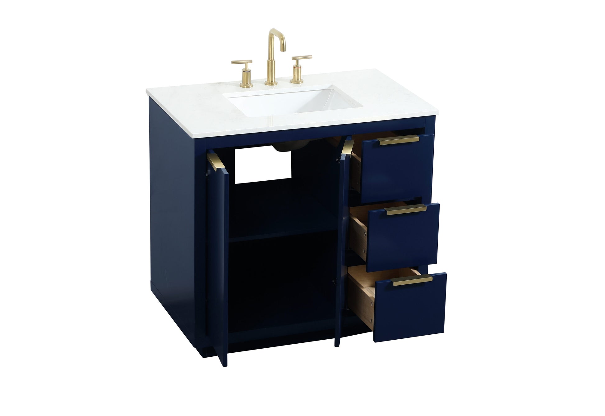 Ever Living Delta 36-Inch Single Sink Vanity in Blue with a Calacatta White Engineered Marble Countertop, VF19436BL, FINAL PRICE: $599.99 + TAX [FBM-146]