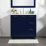 Ever Living Delta 36-Inch Single Sink Vanity in Blue with a Calacatta White Engineered Marble Countertop, VF19436BL, FINAL PRICE: $599.99 + TAX [FBM-146]