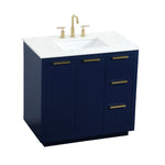 Ever Living Delta 36-Inch Single Sink Vanity in Blue with a Calacatta White Engineered Marble Countertop, VF19436BL, FINAL PRICE: $599.99 + TAX [FBM-146]