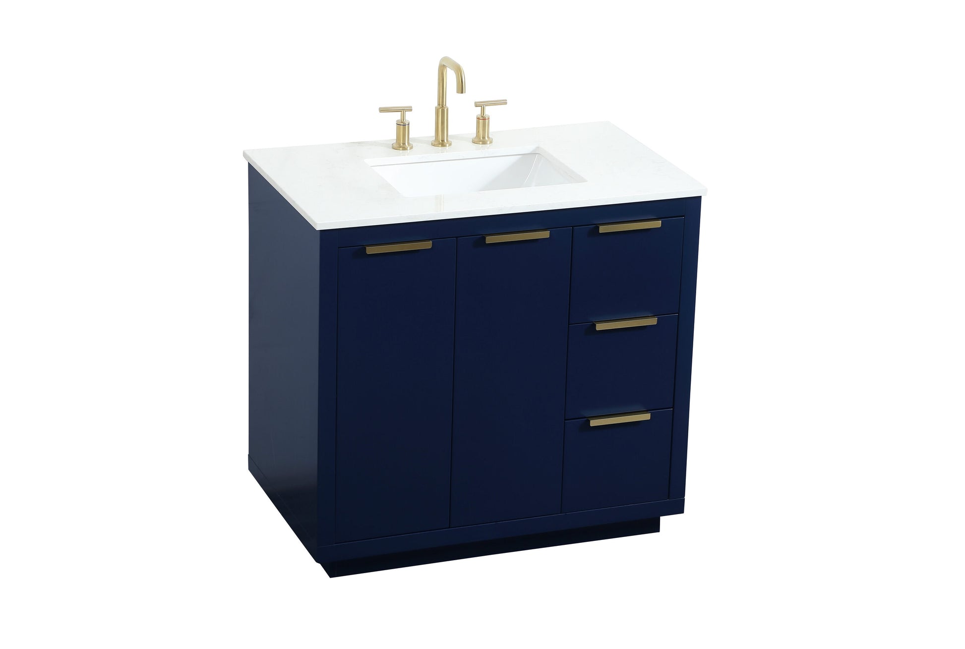 Ever Living Delta 36-Inch Single Sink Vanity in Blue with a Calacatta White Engineered Marble Countertop, VF19436BL, FINAL PRICE: $599.99 + TAX [FBM-146]