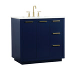 Ever Living Delta 36-Inch Single Sink Vanity in Blue with a Calacatta White Engineered Marble Countertop, VF19436BL, FINAL PRICE: $599.99 + TAX [FBM-146]