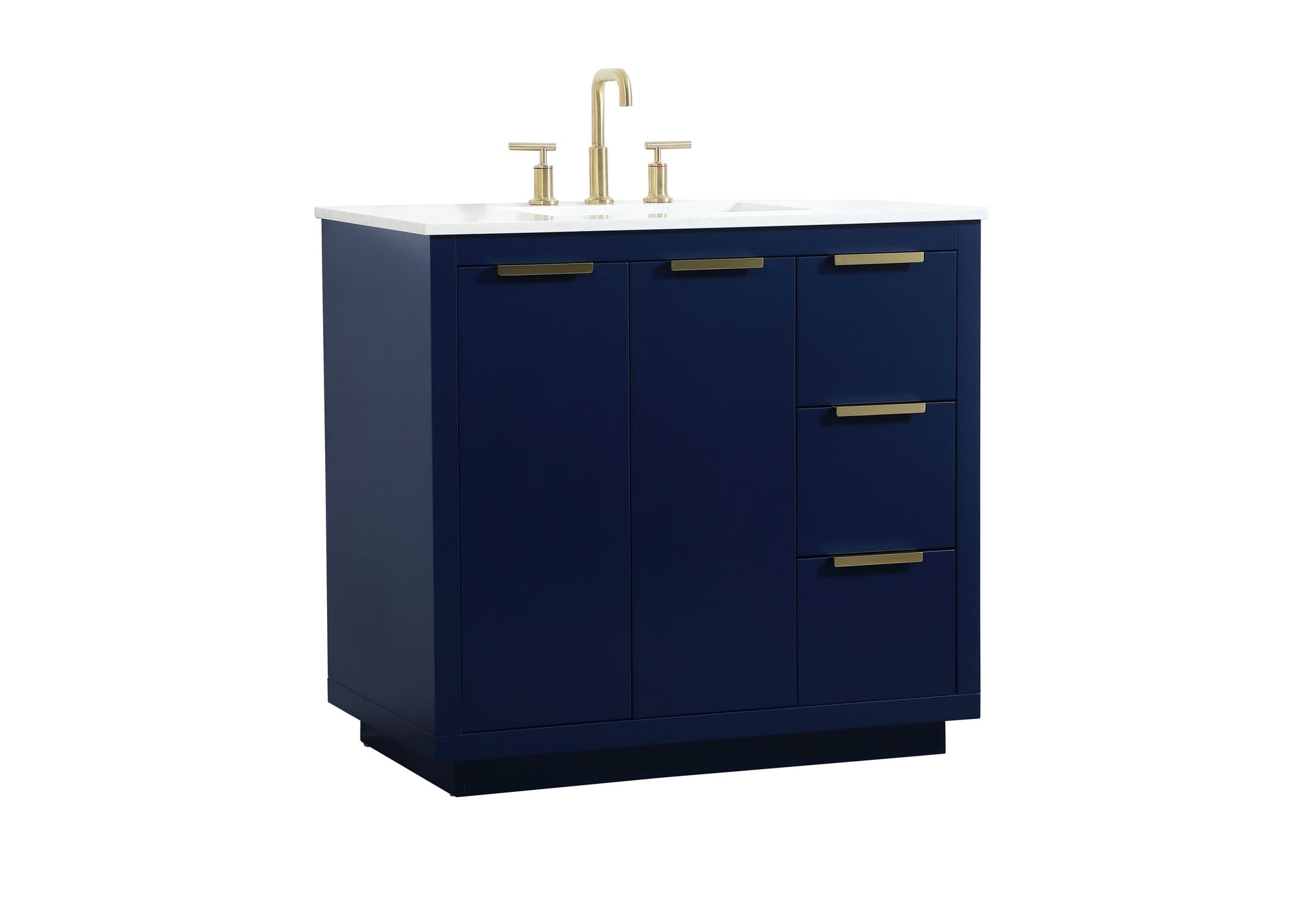 Ever Living Delta 36-Inch Single Sink Vanity in Blue with a Calacatta White Engineered Marble Countertop, VF19436BL, FINAL PRICE: $599.99 + TAX [FBM-146]