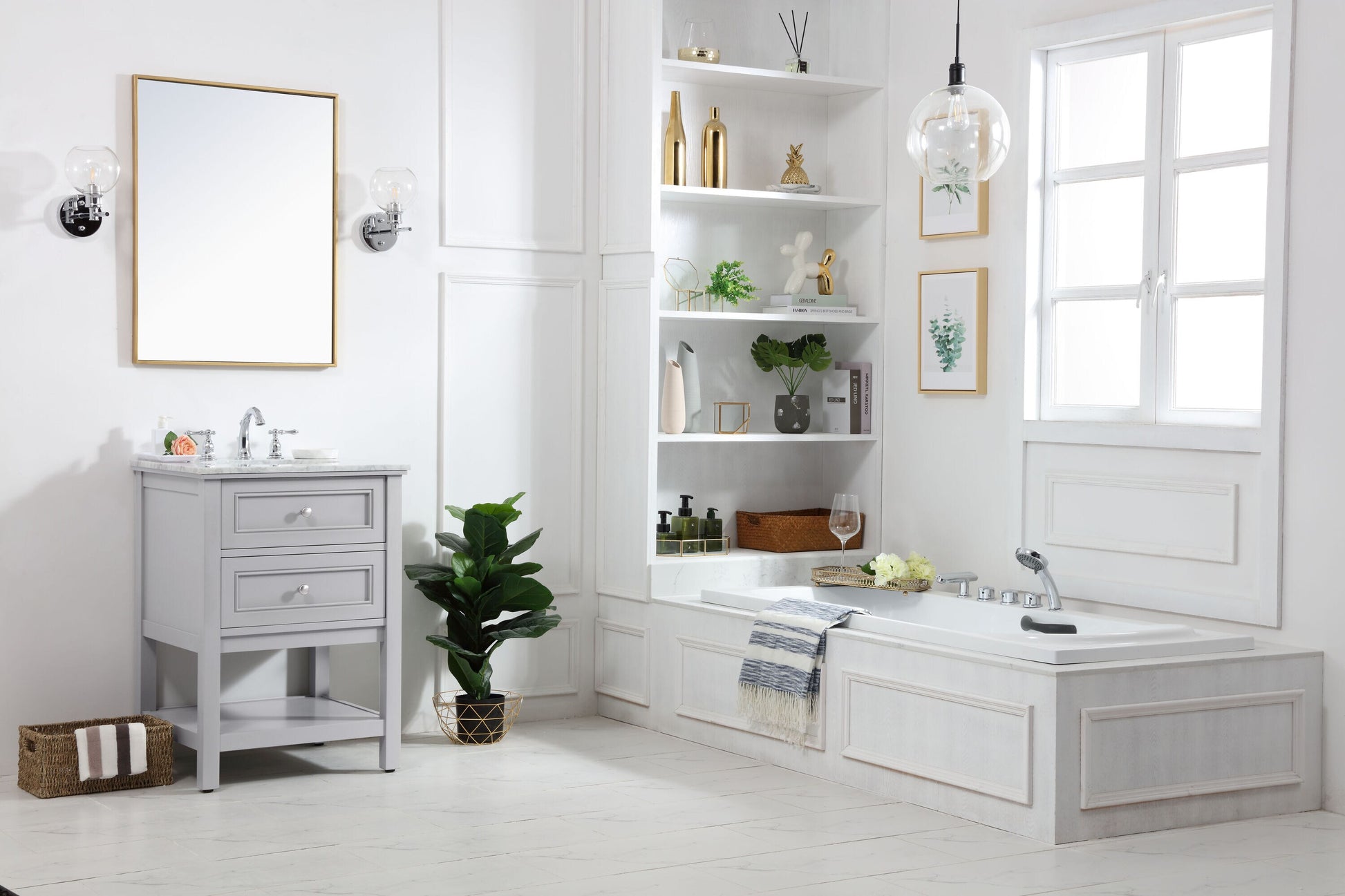 Ever Living Karly 24-Inch Single Sink Vanity in Light Grey with a  Countertop, VF27024GR, FINAL PRICE: $429.99 + TAX [FBM-131]