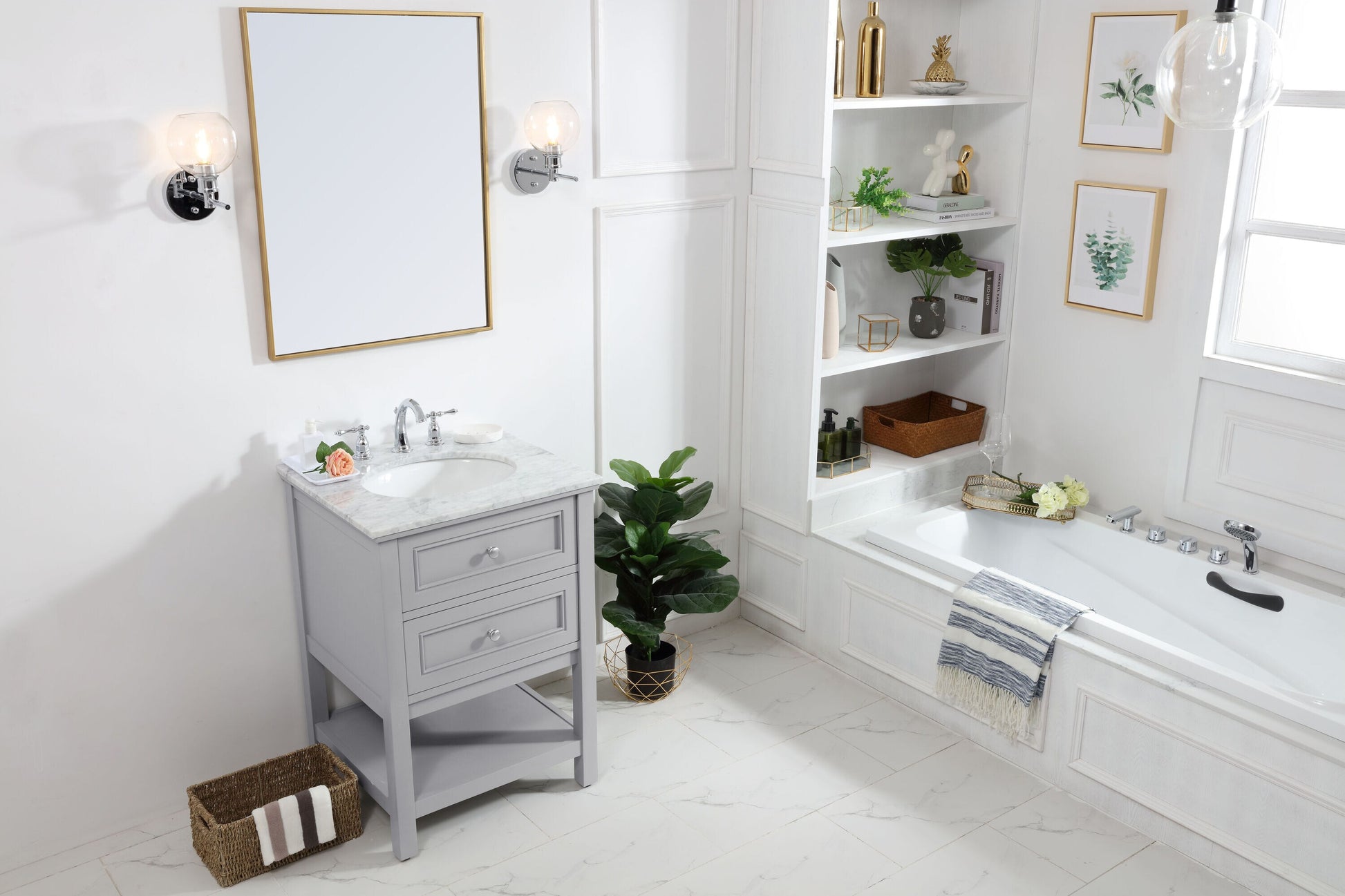 Ever Living Karly 24-Inch Single Sink Vanity in Light Grey with a  Countertop, VF27024GR, FINAL PRICE: $429.99 + TAX [FBM-131]