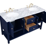 Ever Living Echo 72-Inch Double Sink Vanity in Blue with a Carrara White Marble Countertop, VF27072DBL, FINAL PRICE: $999.99 + TAX [FBM-119]