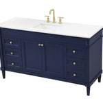 Ever Living Fawn 60-Inch Single Sink Vanity in Blue with a White Engineered Countertop, VF31860BL, FINAL PRICE: $799.99 + TAX [FBM-123]