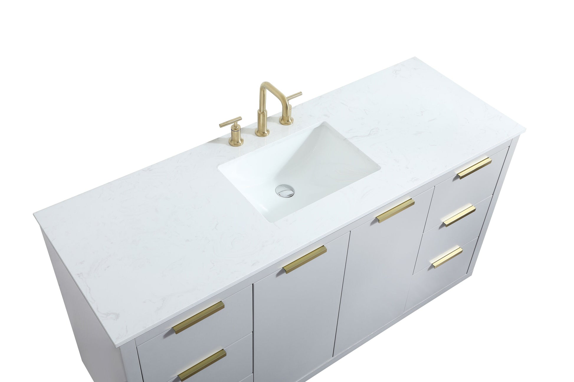 Ever Living Delta 54-Inch Single Sink Vanity in Light Grey with a Calacatta White Engineered Marble Countertop, VF19454GR, FINAL PRICE: $799.99 + TAX [FBM-117]