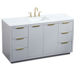 Ever Living Delta 54-Inch Single Sink Vanity in Light Grey with a Calacatta White Engineered Marble Countertop, VF19454GR, FINAL PRICE: $799.99 + TAX [FBM-117]