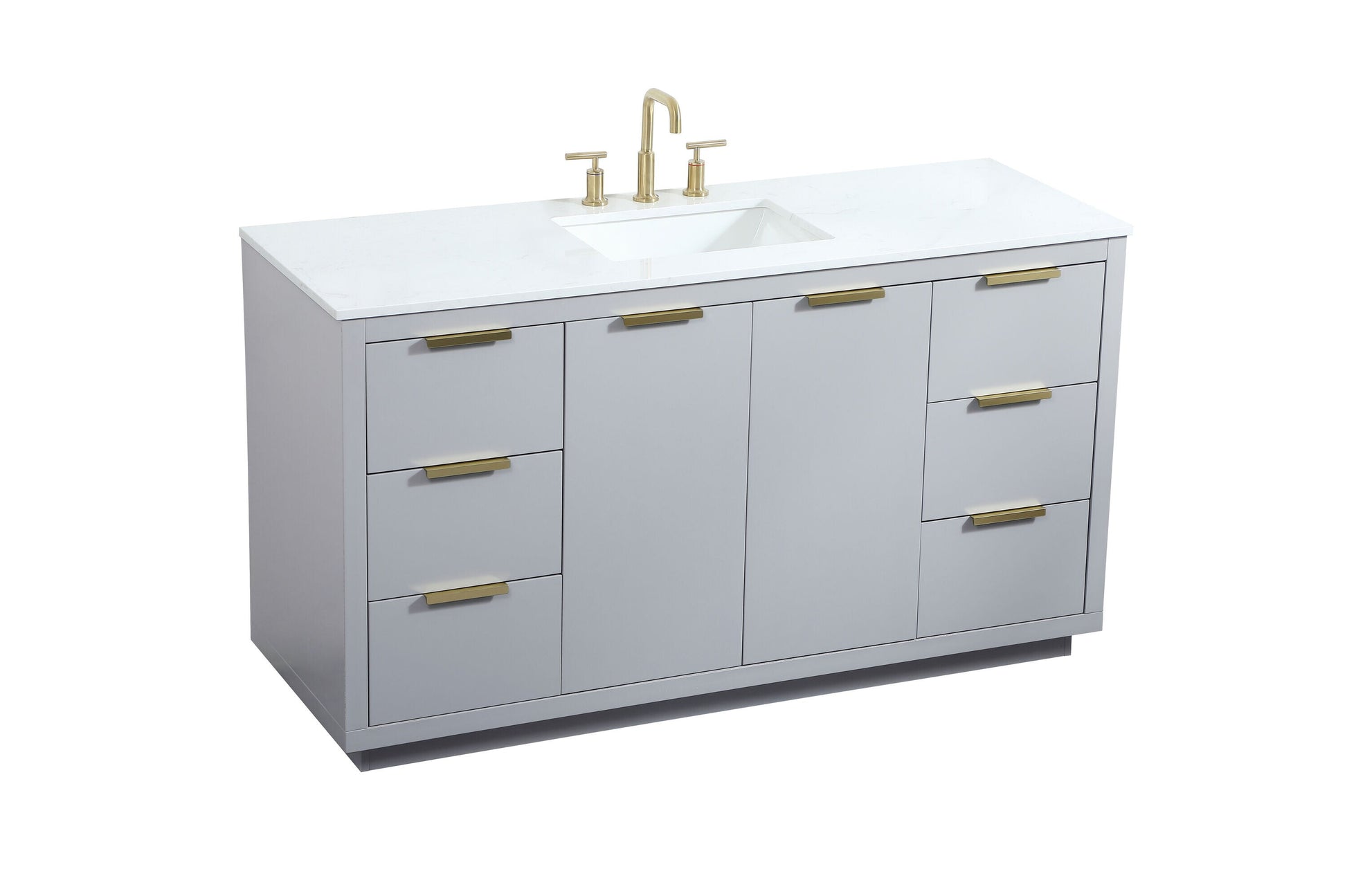 Ever Living Delta 54-Inch Single Sink Vanity in Light Grey with a Calacatta White Engineered Marble Countertop, VF19454GR, FINAL PRICE: $799.99 + TAX [FBM-117]