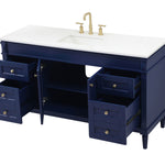 Ever Living Fawn 60-Inch Single Sink Vanity in Blue with a White Engineered Countertop, VF31860BL, FINAL PRICE: $799.99 + TAX [FBM-123]