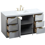 Ever Living Delta 54-Inch Single Sink Vanity in Light Grey with a Calacatta White Engineered Marble Countertop, VF19454GR, FINAL PRICE: $799.99 + TAX [FBM-117]