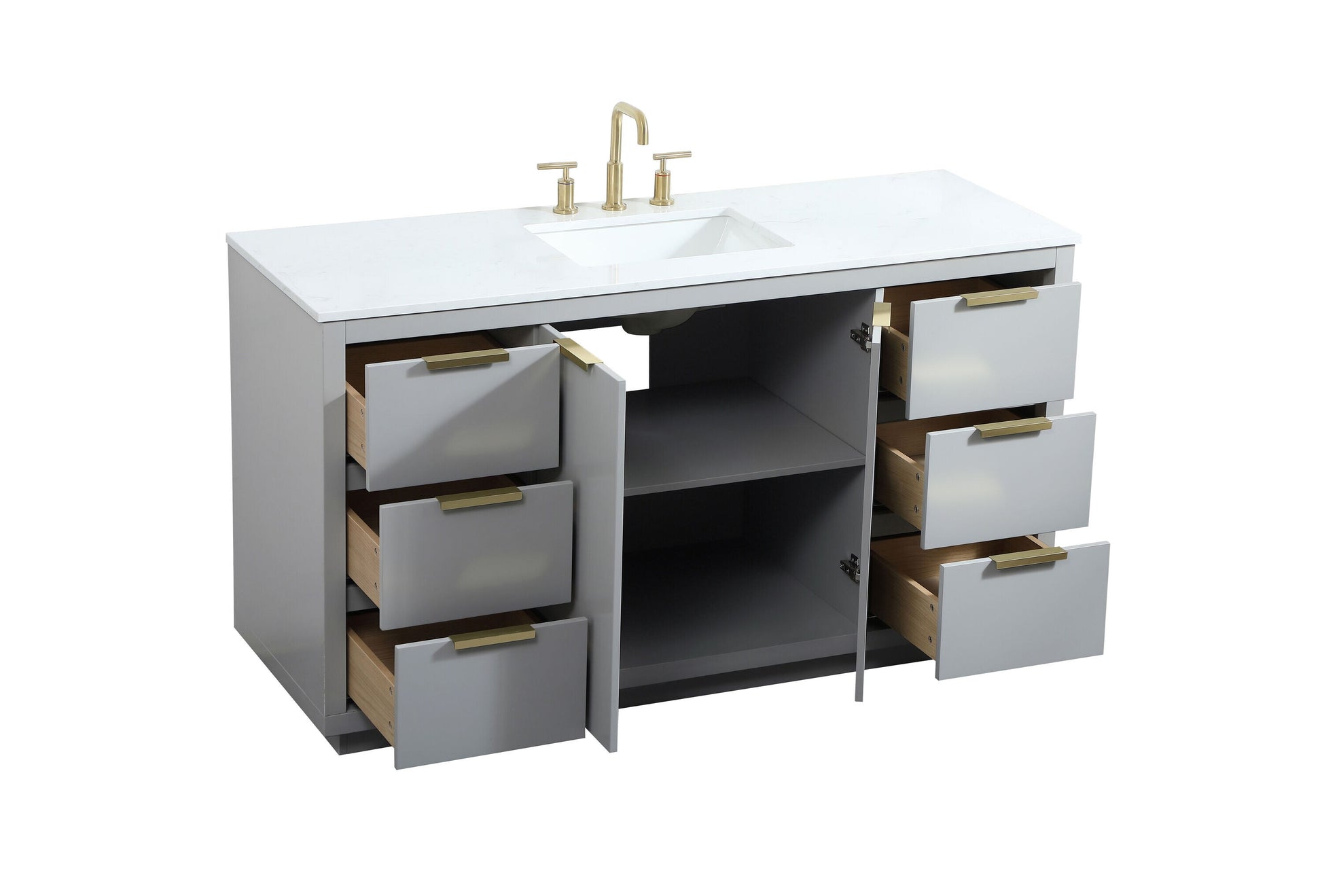 Ever Living Delta 54-Inch Single Sink Vanity in Light Grey with a Calacatta White Engineered Marble Countertop, VF19454GR, FINAL PRICE: $799.99 + TAX [FBM-117]