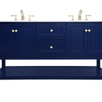 Ever Living Echo 72-Inch Double Sink Vanity in Blue with a Carrara White Marble Countertop, VF27072DBL, FINAL PRICE: $999.99 + TAX [FBM-119]