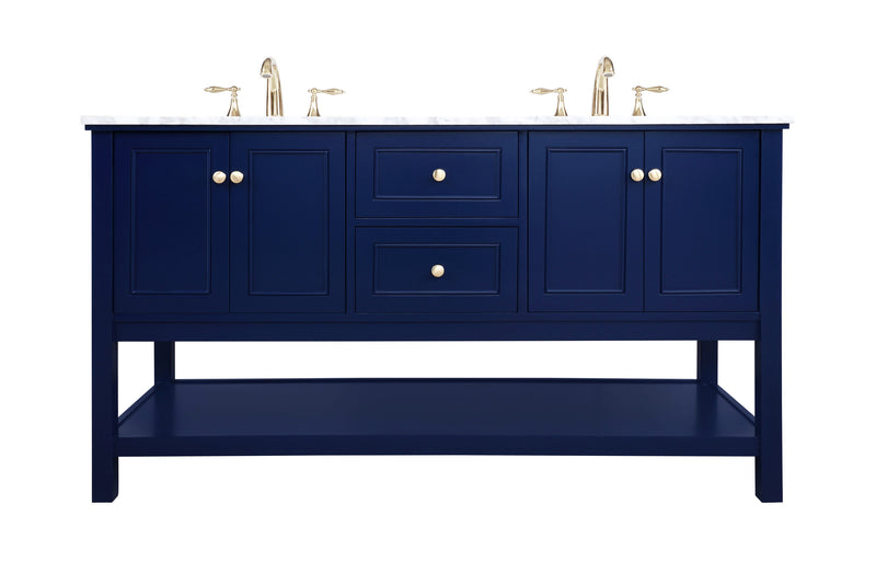 Ever Living Echo 72-Inch Double Sink Vanity in Blue with a Carrara White Marble Countertop, VF27072DBL, FINAL PRICE: $999.99 + TAX [FBM-119]
