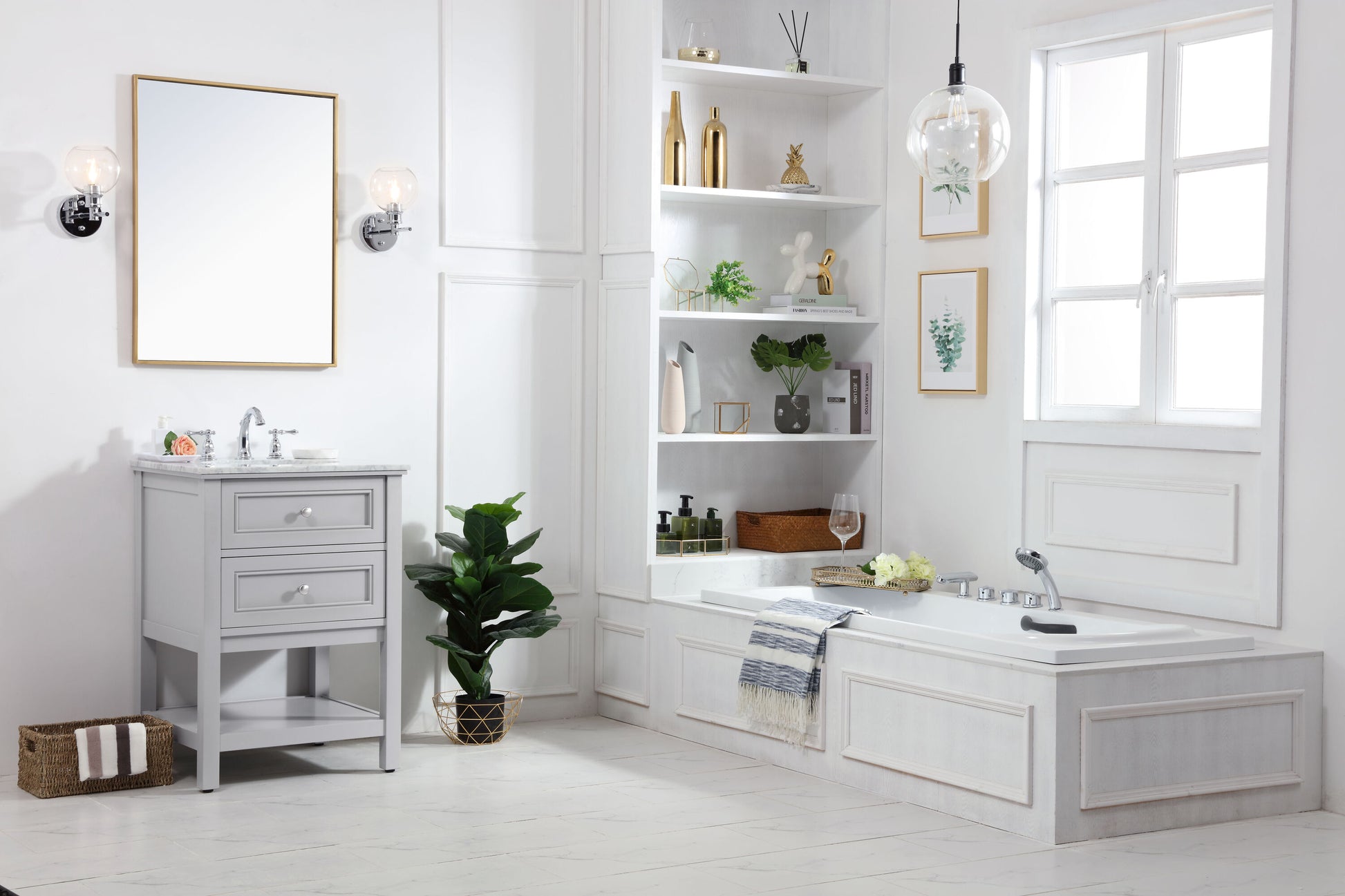 Ever Living Karly 24-Inch Single Sink Vanity in Light Grey with a  Countertop, VF27024GR, FINAL PRICE: $429.99 + TAX [FBM-131]