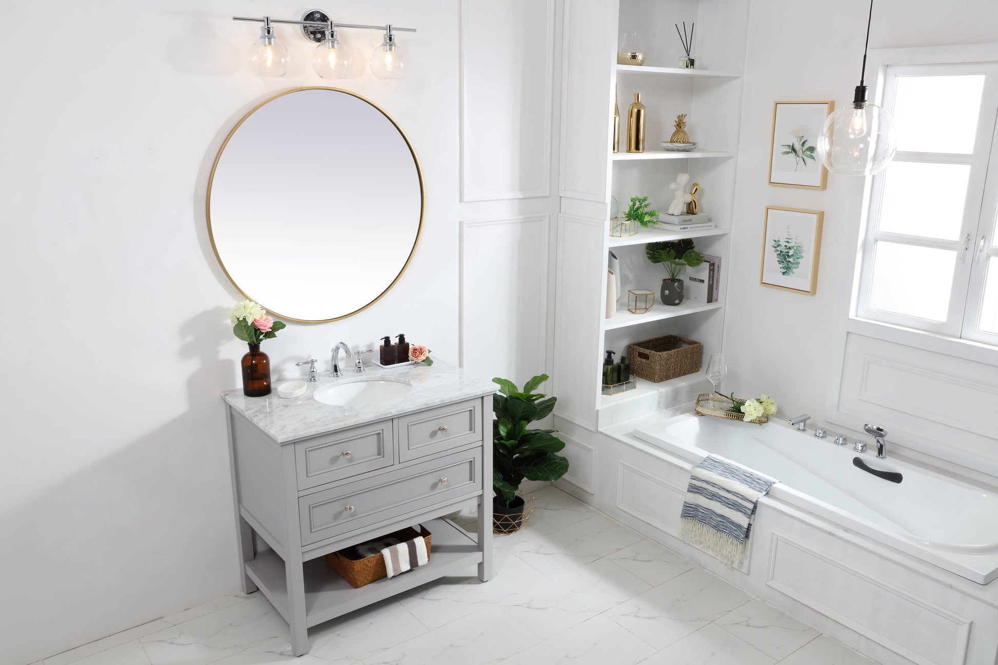 Ever Living Karly 36-Inch Single Sink Vanity in Light Grey with a Countertop, VF27036GR, FINAL PRICE: $579.99 + TAX [FBM-162]