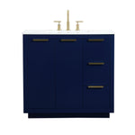 Ever Living Delta 36-Inch Single Sink Vanity in Blue with a Calacatta White Engineered Marble Countertop, VF19436BL, FINAL PRICE: $599.99 + TAX [FBM-146]