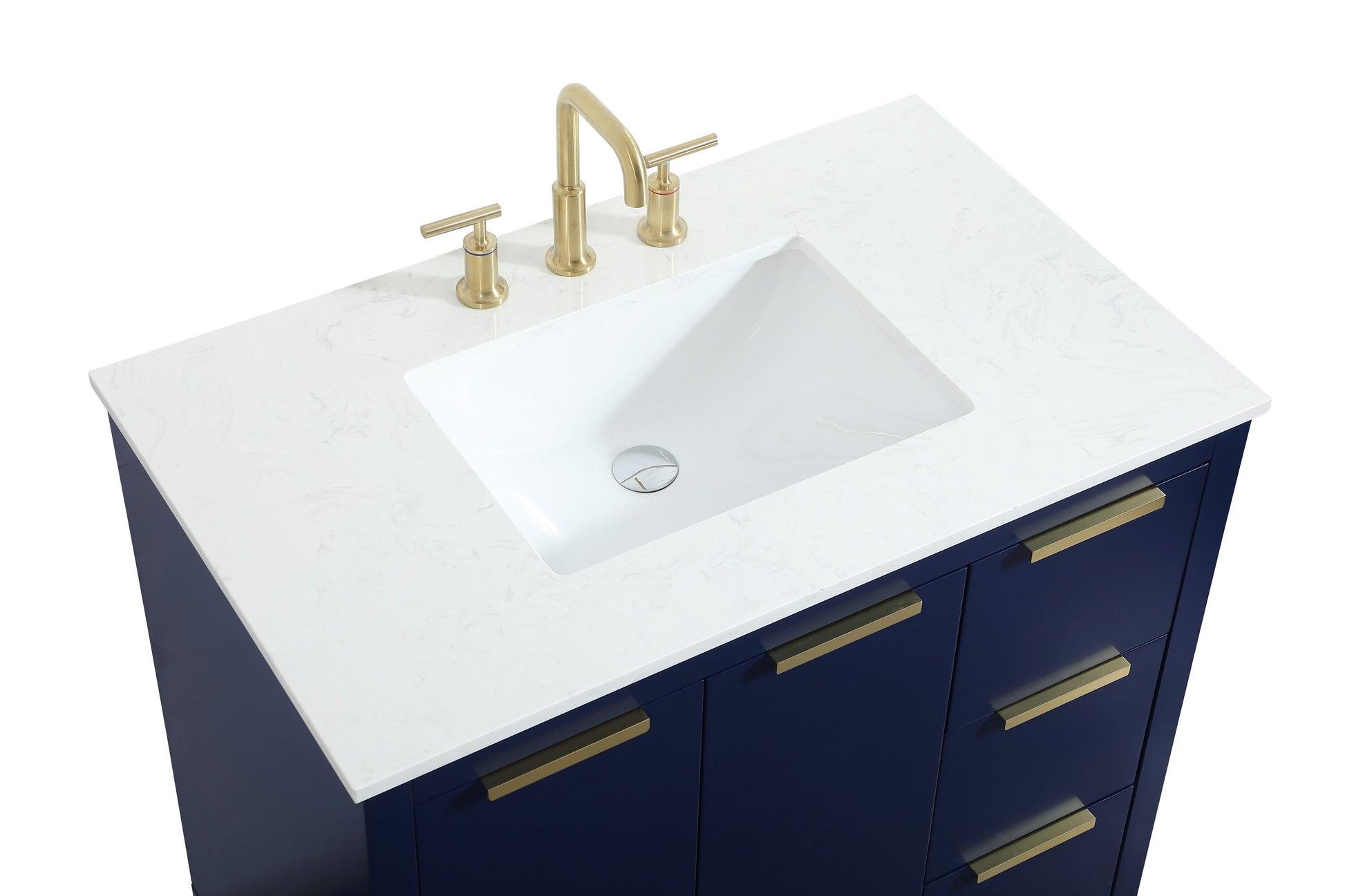 Ever Living Delta 36-Inch Single Sink Vanity in Blue with a Calacatta White Engineered Marble Countertop, VF19436BL, FINAL PRICE: $599.99 + TAX [FBM-146]