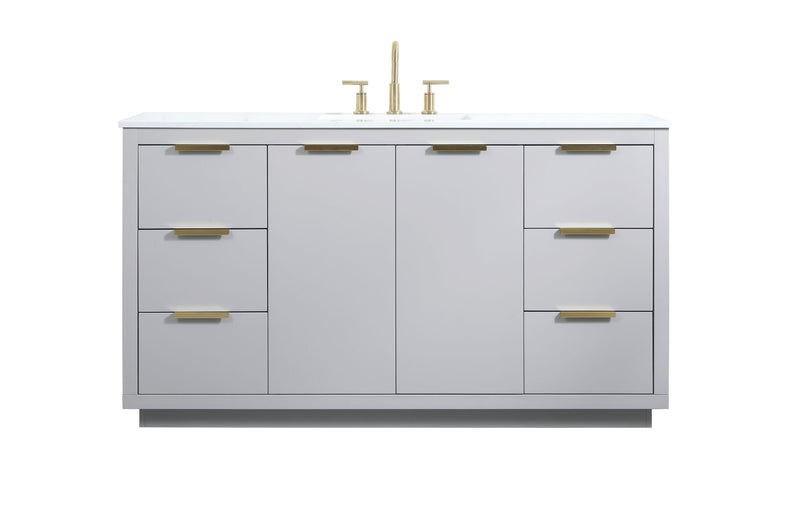Ever Living Delta 54-Inch Single Sink Vanity in Light Grey with a Calacatta White Engineered Marble Countertop, VF19454GR, FINAL PRICE: $799.99 + TAX [FBM-117]