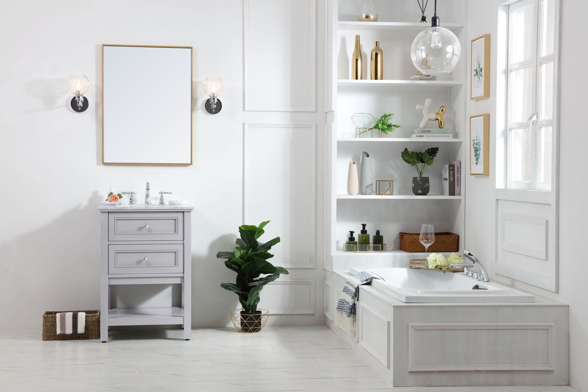Ever Living Karly 24-Inch Single Sink Vanity in Light Grey with a  Countertop, VF27024GR, FINAL PRICE: $429.99 + TAX [FBM-131]