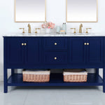 Ever Living Echo 72-Inch Double Sink Vanity in Blue with a Carrara White Marble Countertop, VF27072DBL, FINAL PRICE: $999.99 + TAX [FBM-119]