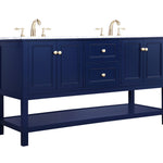 Ever Living Echo 72-Inch Double Sink Vanity in Blue with a Carrara White Marble Countertop, VF27072DBL, FINAL PRICE: $999.99 + TAX [FBM-119]