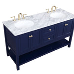 Ever Living Echo 72-Inch Double Sink Vanity in Blue with a Carrara White Marble Countertop, VF27072DBL, FINAL PRICE: $999.99 + TAX [FBM-119]