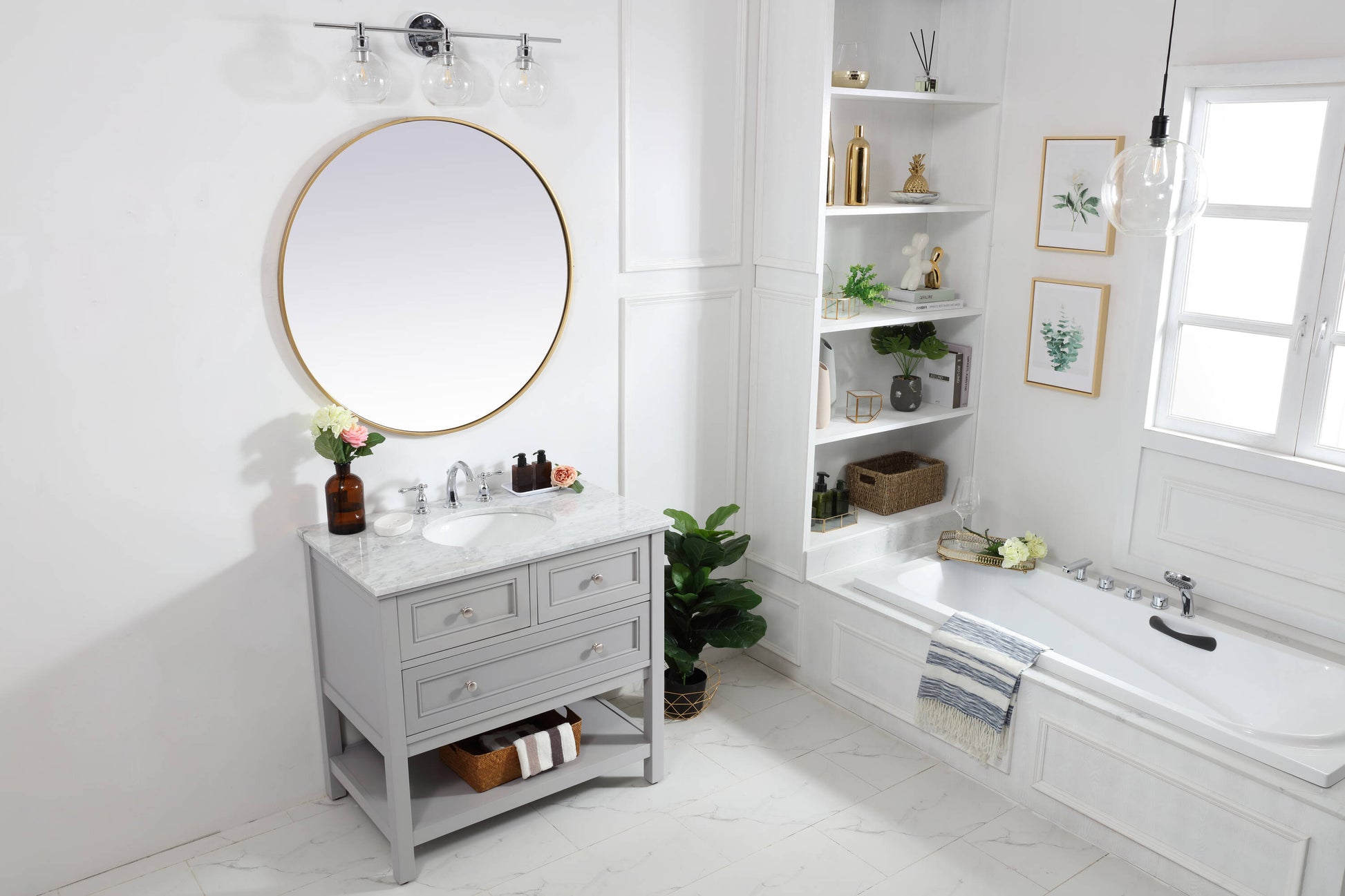 Ever Living Karly 36-Inch Single Sink Vanity in Light Grey with a Countertop, VF27036GR, FINAL PRICE: $579.99 + TAX [FBM-162]