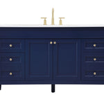 Ever Living Fawn 60-Inch Single Sink Vanity in Blue with a White Engineered Countertop, VF31860BL, FINAL PRICE: $799.99 + TAX [FBM-123]