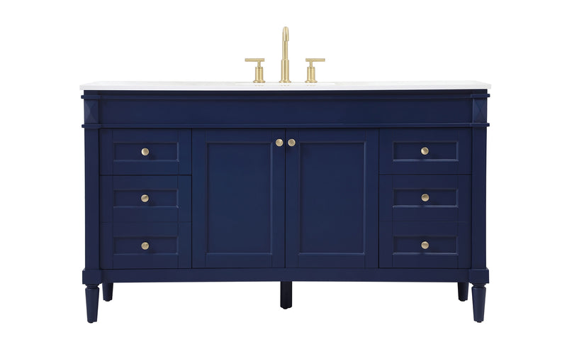 Ever Living Fawn 60-Inch Single Sink Vanity in Blue with a White Engineered Countertop, VF31860BL, FINAL PRICE: $799.99 + TAX [FBM-123]