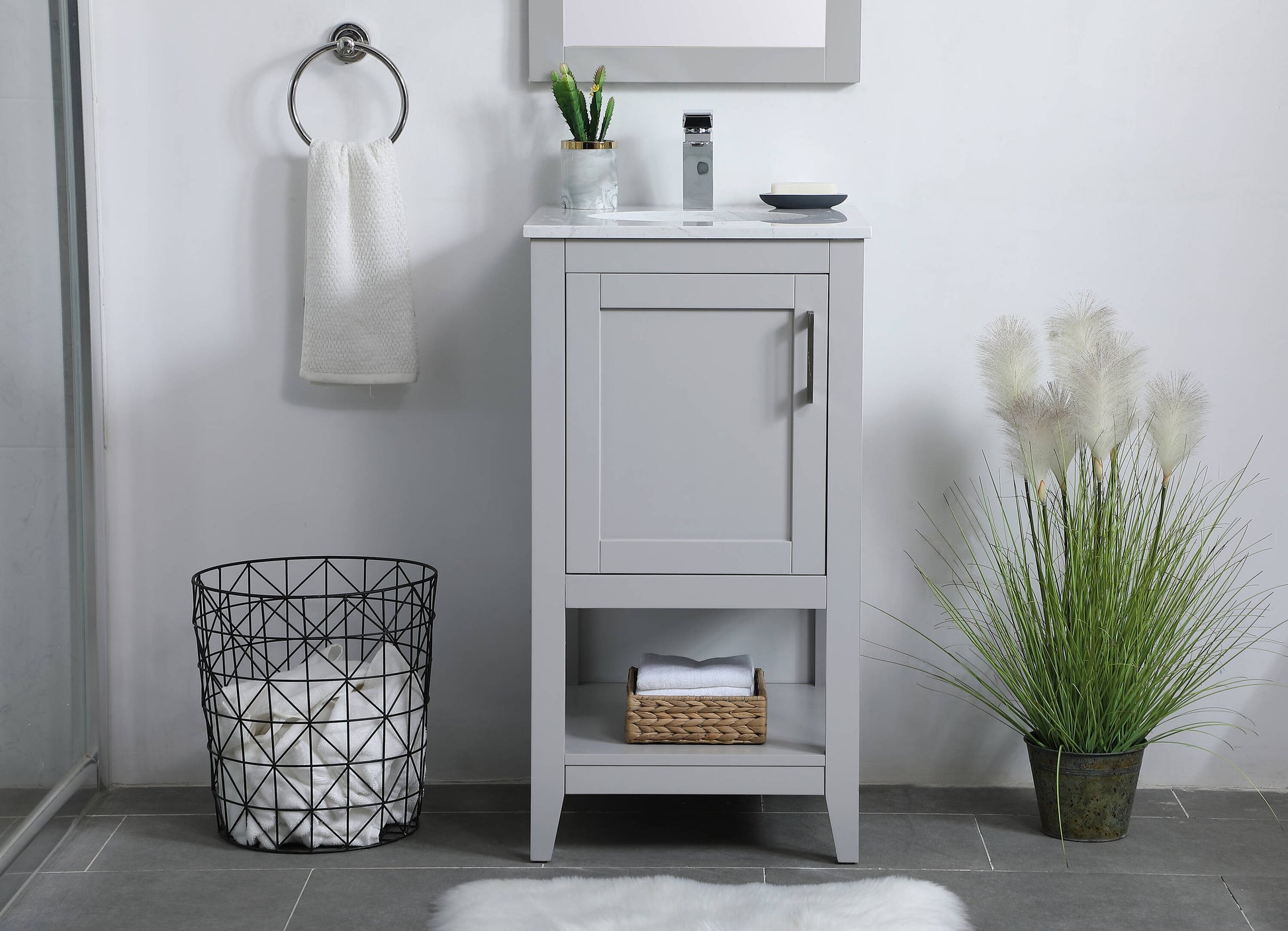 Ever Living Halo 18-Inch Single Sink Vanity in Light Grey with a  Countertop, VF16018GR, FINAL PRICE: $249.99 + TAX