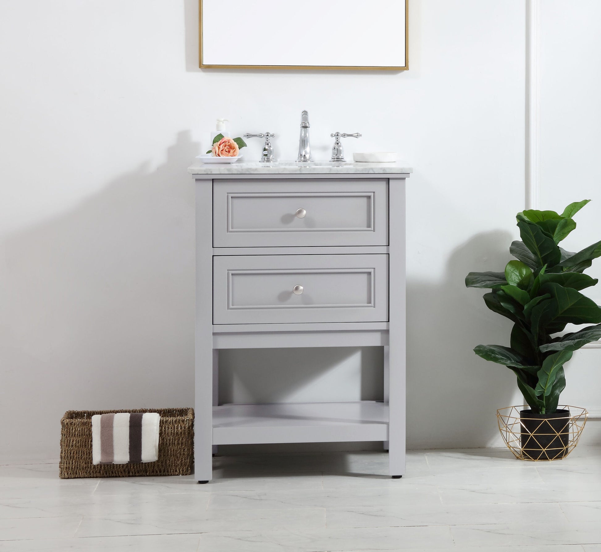 Ever Living Karly 24-Inch Single Sink Vanity in Light Grey with a  Countertop, VF27024GR, FINAL PRICE: $429.99 + TAX [FBM-131]