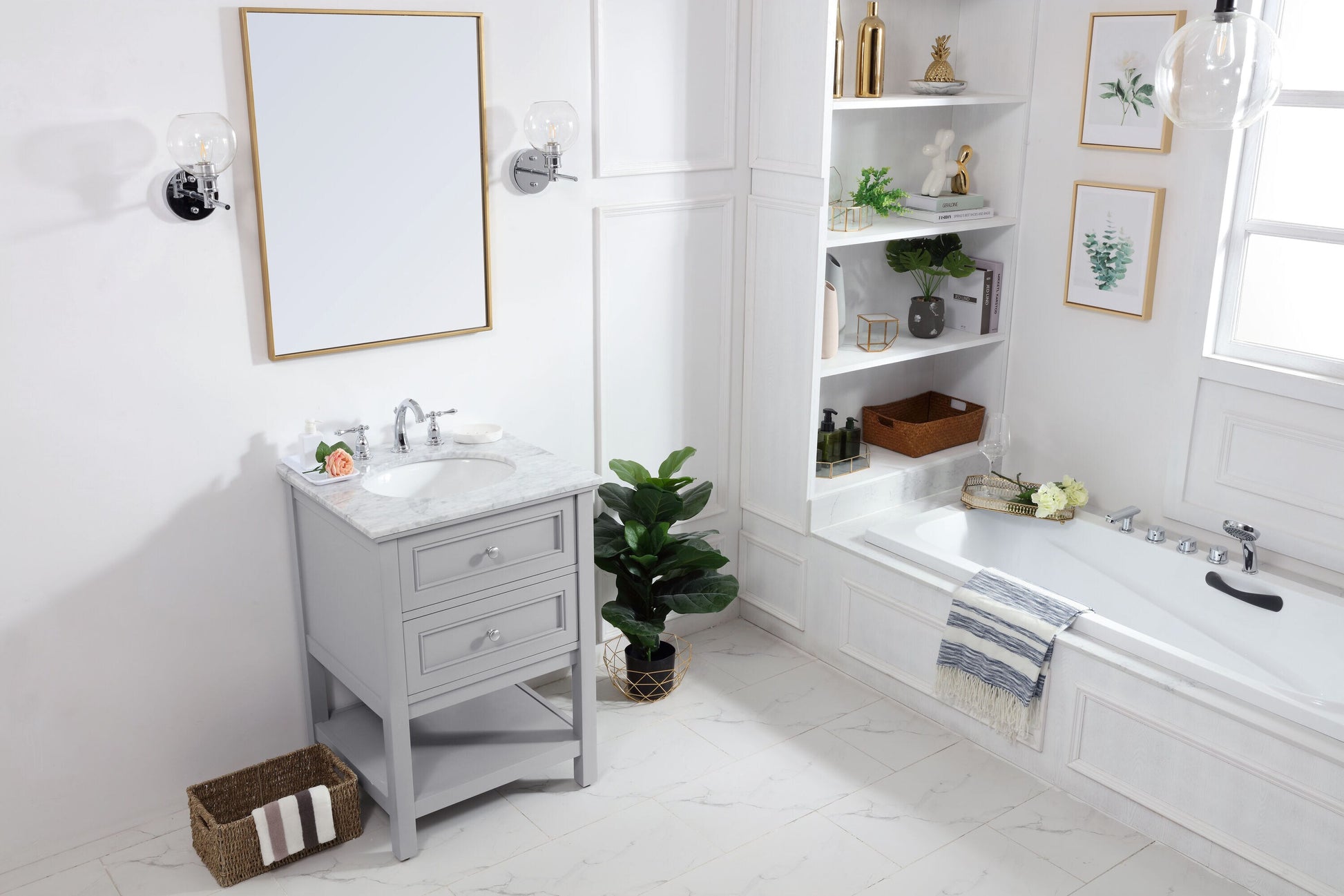 Ever Living Karly 24-Inch Single Sink Vanity in Light Grey with a  Countertop, VF27024GR, FINAL PRICE: $429.99 + TAX [FBM-131]