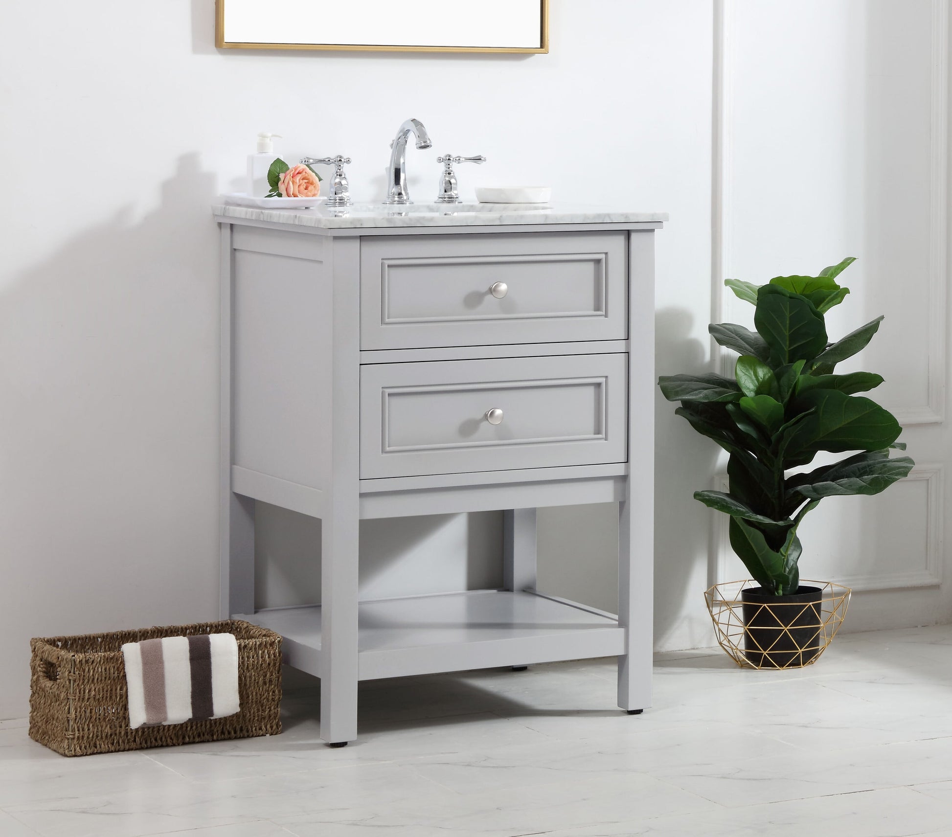 Ever Living Karly 24-Inch Single Sink Vanity in Light Grey with a  Countertop, VF27024GR, FINAL PRICE: $429.99 + TAX [FBM-131]